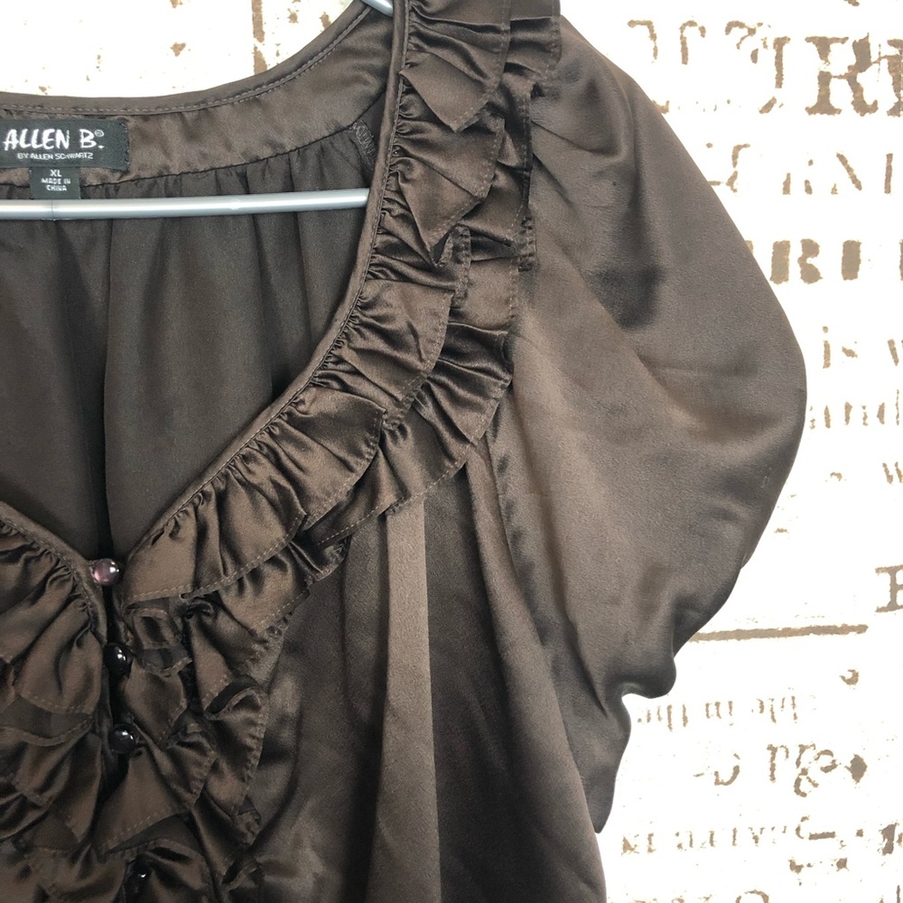 Allen B. Ruffle Brown Blouse - Picture 2 of 5